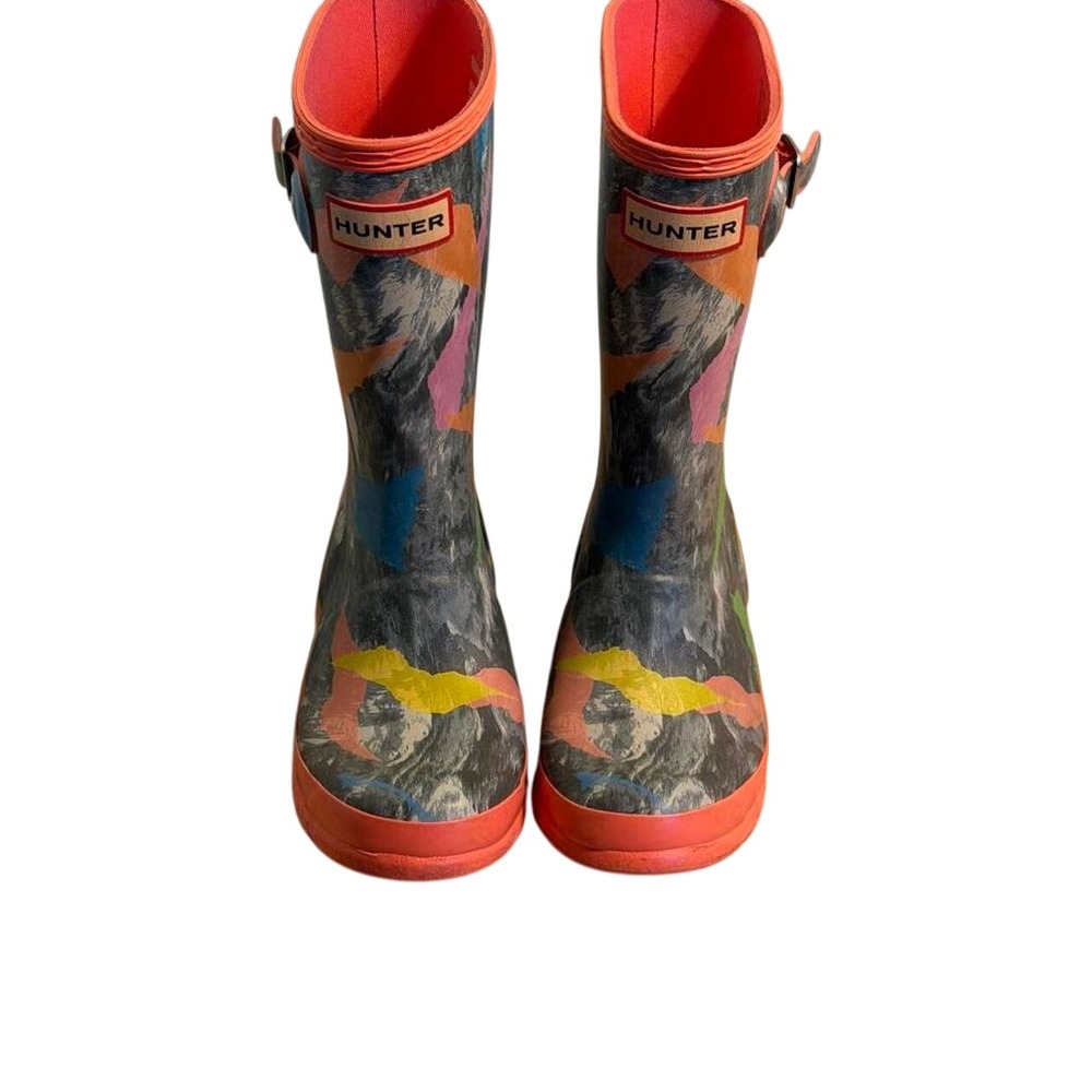 Hunter Kids Org Storm Camo Rain Boots Grey Orange Multicolor Size 13 1 JFT6037